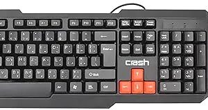 Keyboard and Mouse Combo  Crash X70 multimedia wired 1.2m For Computer And laptop Arabic/English - Black