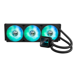 ASUS Prime LC 360 ARGB White Edition 360mm AIO cooler with triple ARGB fans copper block sleeved tubes Aura Sync and support for Intel AMD sockets.