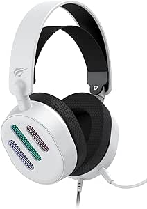 Headphones Havit Gaming  H2038U RGB, Wired Over-Ear Headset with Volume Control, 3.5mm Jack, White - Comfortable & Durable, Ideal for Gaming, Streaming, and Audio, Lightweight Design